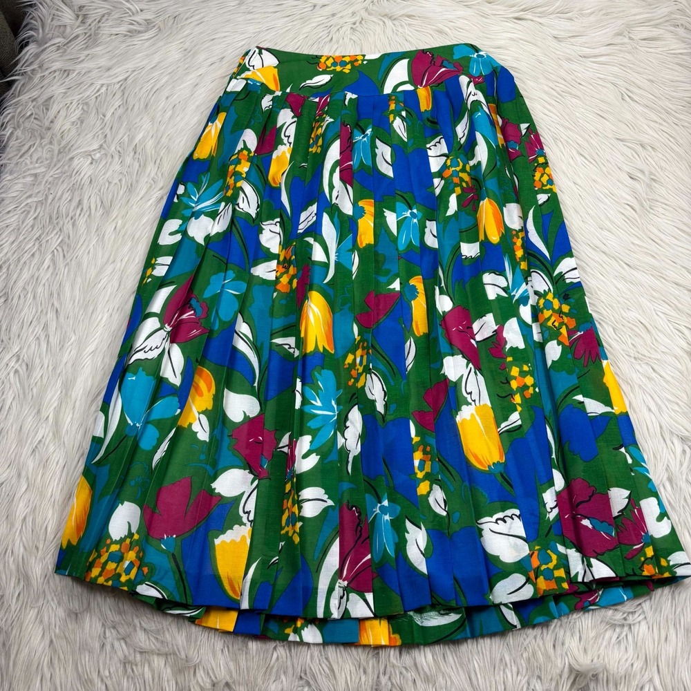 Vintage‎ Hammer Women's 38 S Floral Pleated A-line Midi Skirt Retro Feminine